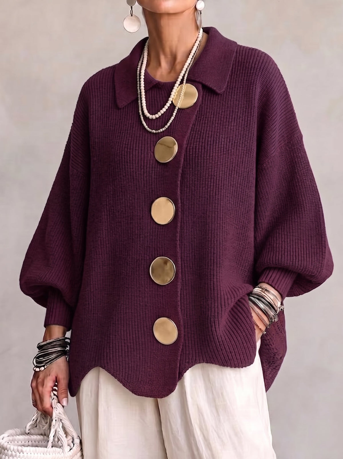DELAUNAY | Gilet Oversize Boutons Dorés Manon