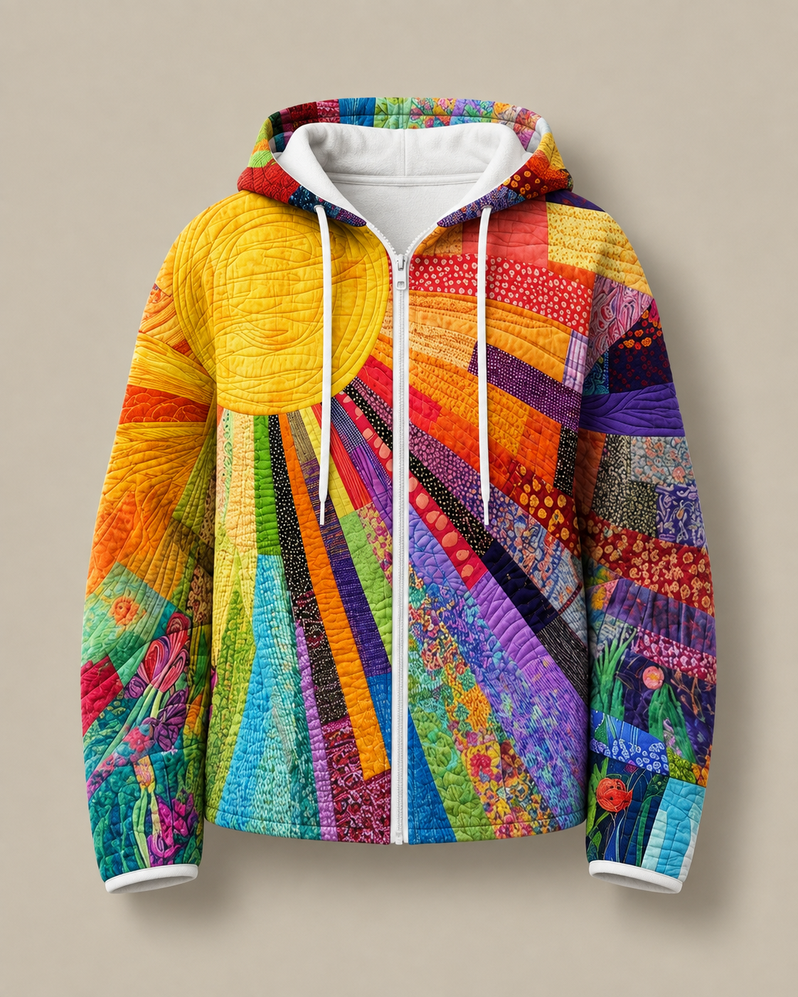 Rhealyn | Sweat à Capuche Zippé Imprimé Sunburst