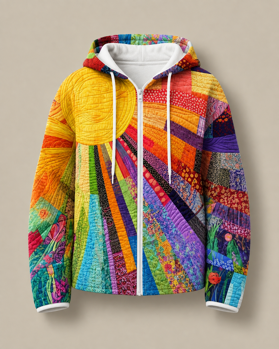 Rhealyn | Sweat à Capuche Zippé Imprimé Sunburst