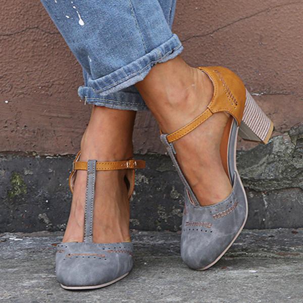 Roberta | Escarpins bicolores à bride en T et boucle pour femme
