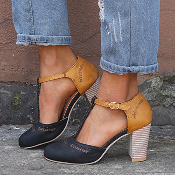 Roberta | Escarpins bicolores à bride en T et boucle pour femme