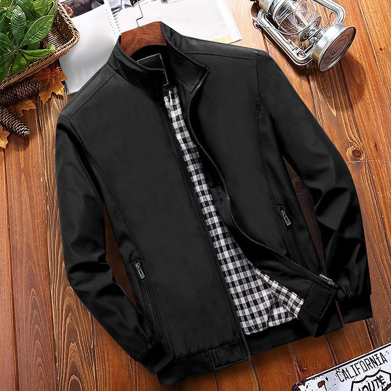 Veste Homme Col Montant Classique avec Doublure Écossaise