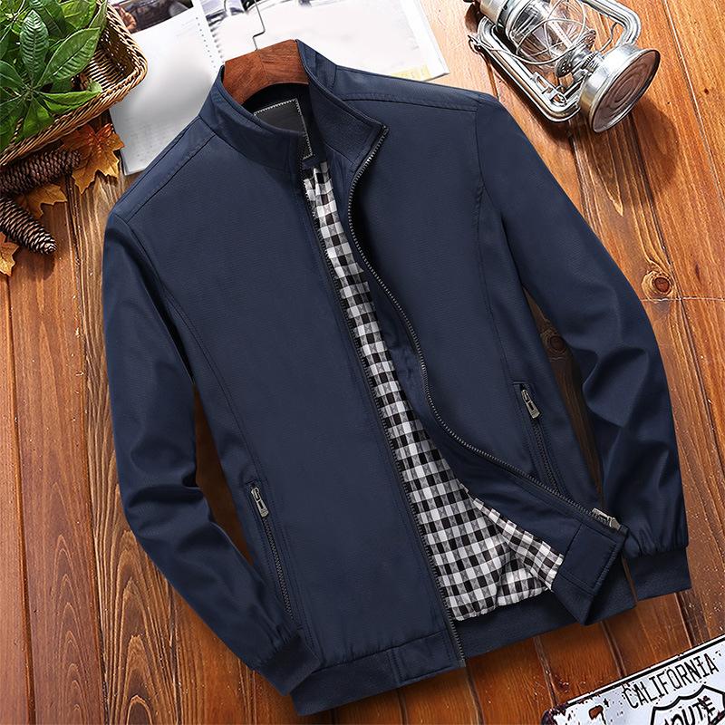 Veste Homme Col Montant Classique avec Doublure Écossaise