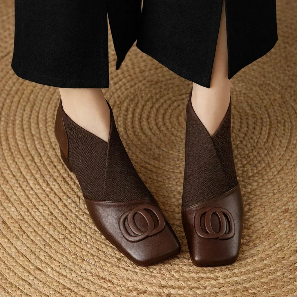 DELAUNAY | Bottines en Cuir à Talon Moyen Catherine