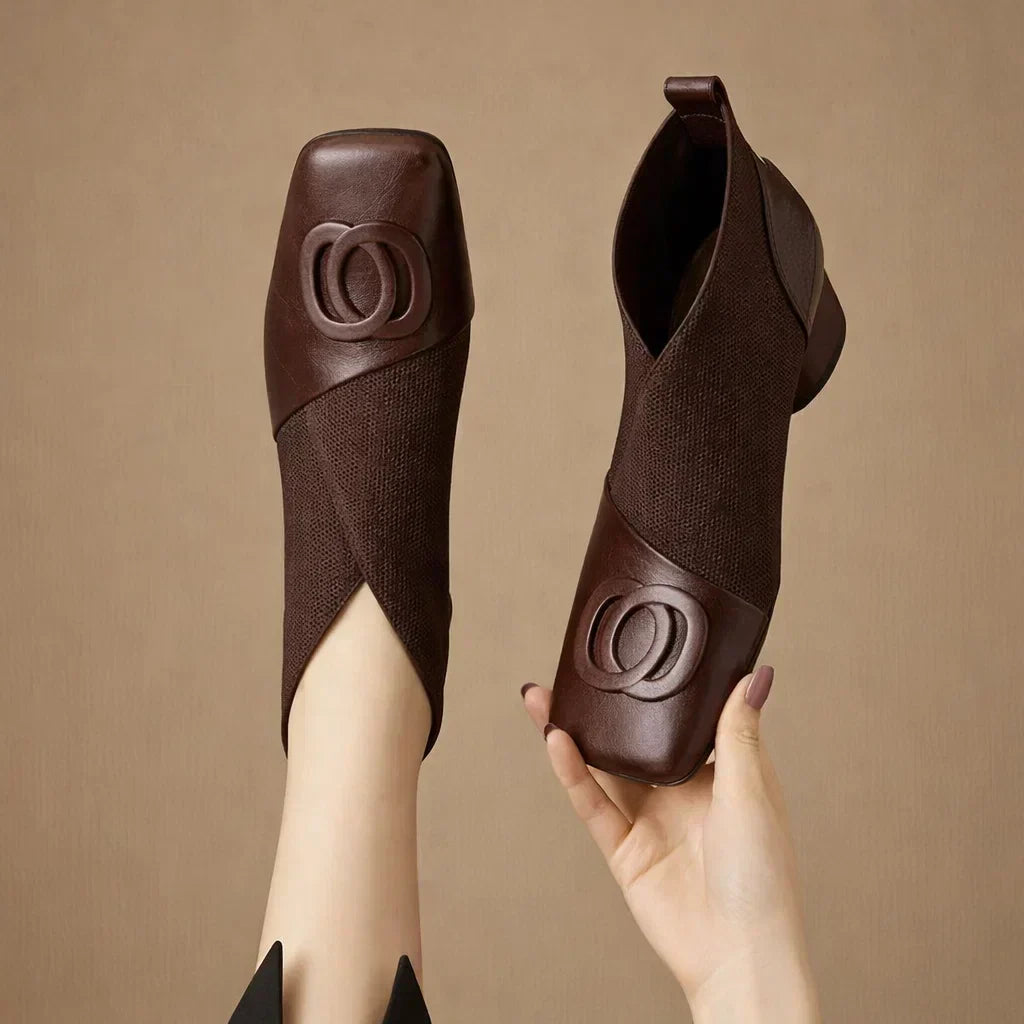 DELAUNAY | Bottines en Cuir à Talon Moyen Catherine