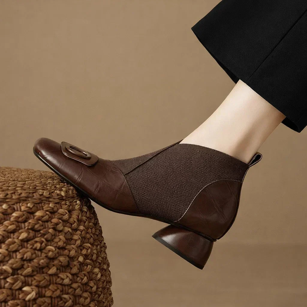 DELAUNAY | Bottines en Cuir à Talon Moyen Catherine