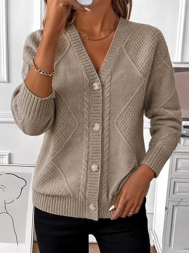 Joyce | Gilet boutonné vintage en maille torsadée