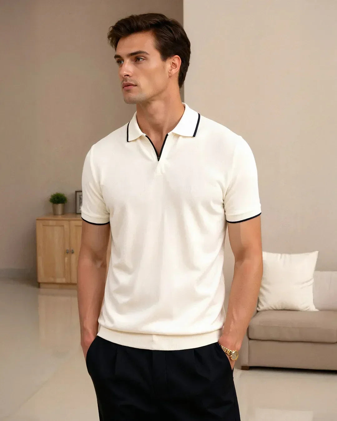 DELAUNAY | Polo sur Mesure en Piqué avec Détails Contrastants
