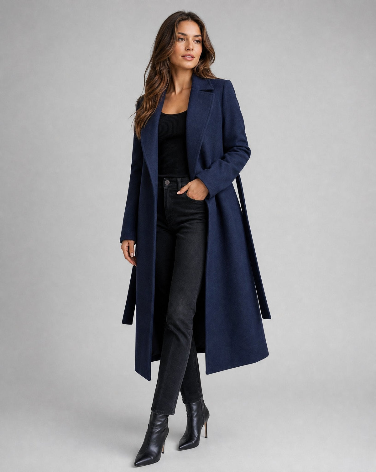Josie | Manteau long ceinturé à revers