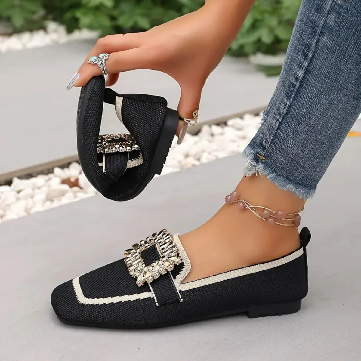 DELAUNAY | Mules Maille Boucle Ornée Manon