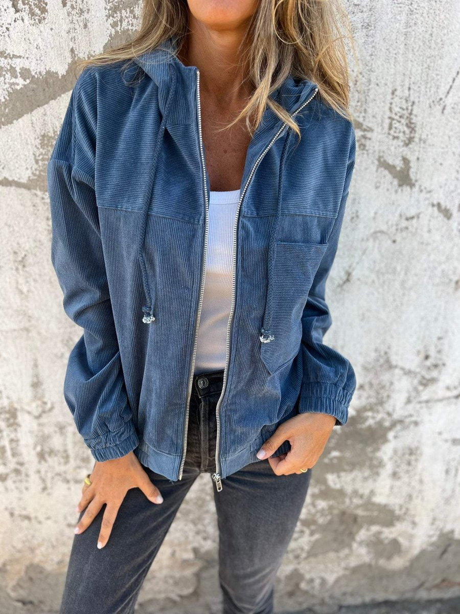 Lauren | Veste à capuche zippée en maille côtelée