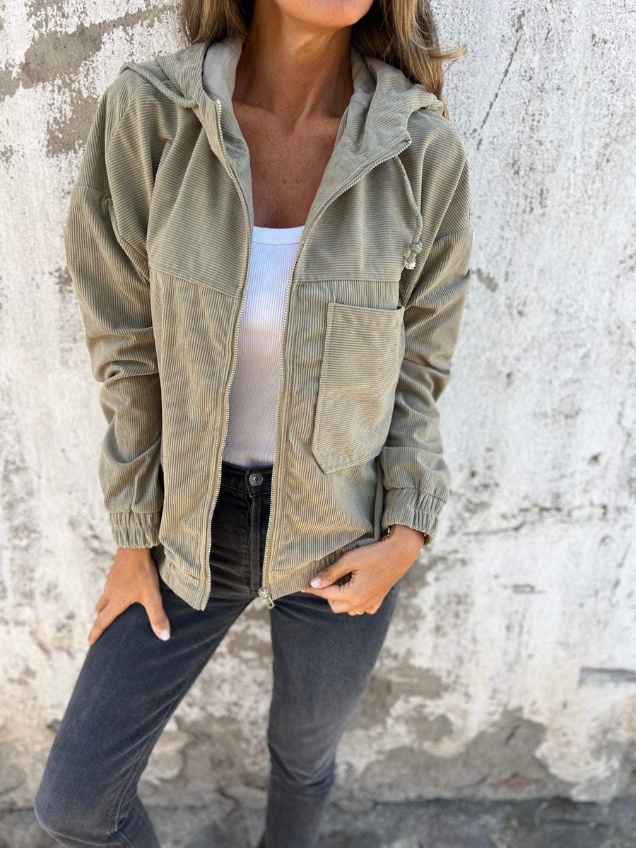 Lauren | Veste à capuche zippée en maille côtelée