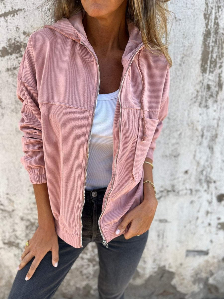 Lauren | Veste à capuche zippée en maille côtelée