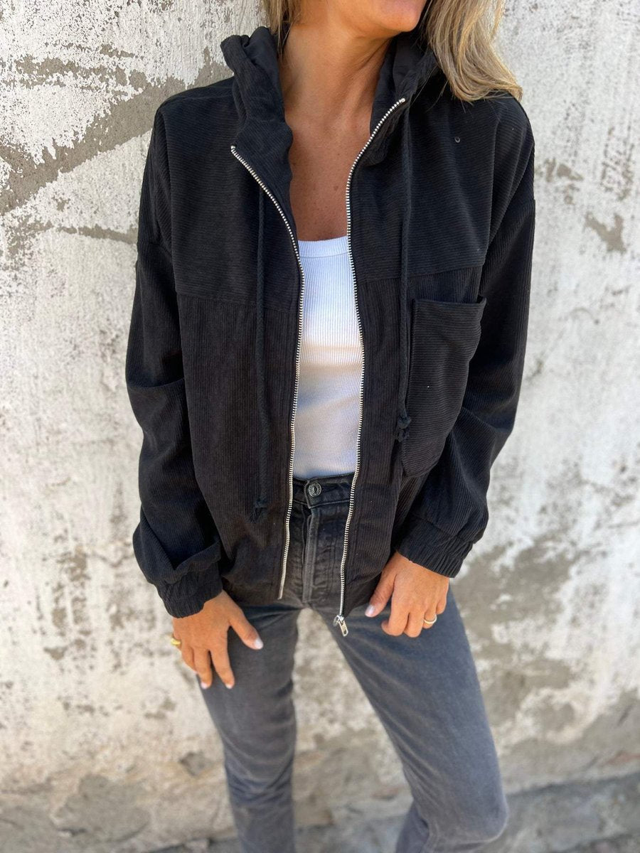 Lauren | Veste à capuche zippée en maille côtelée