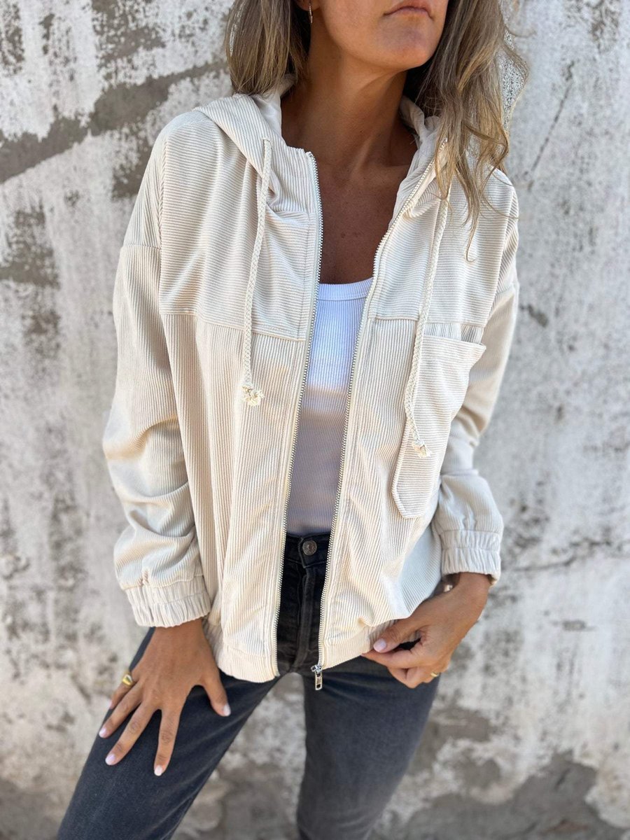 Lauren | Veste à capuche zippée en maille côtelée