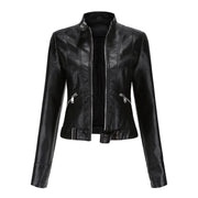 Luana | Veste motard courte à col montant