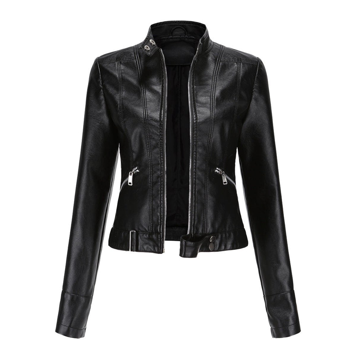 Luana | Veste motard courte à col montant