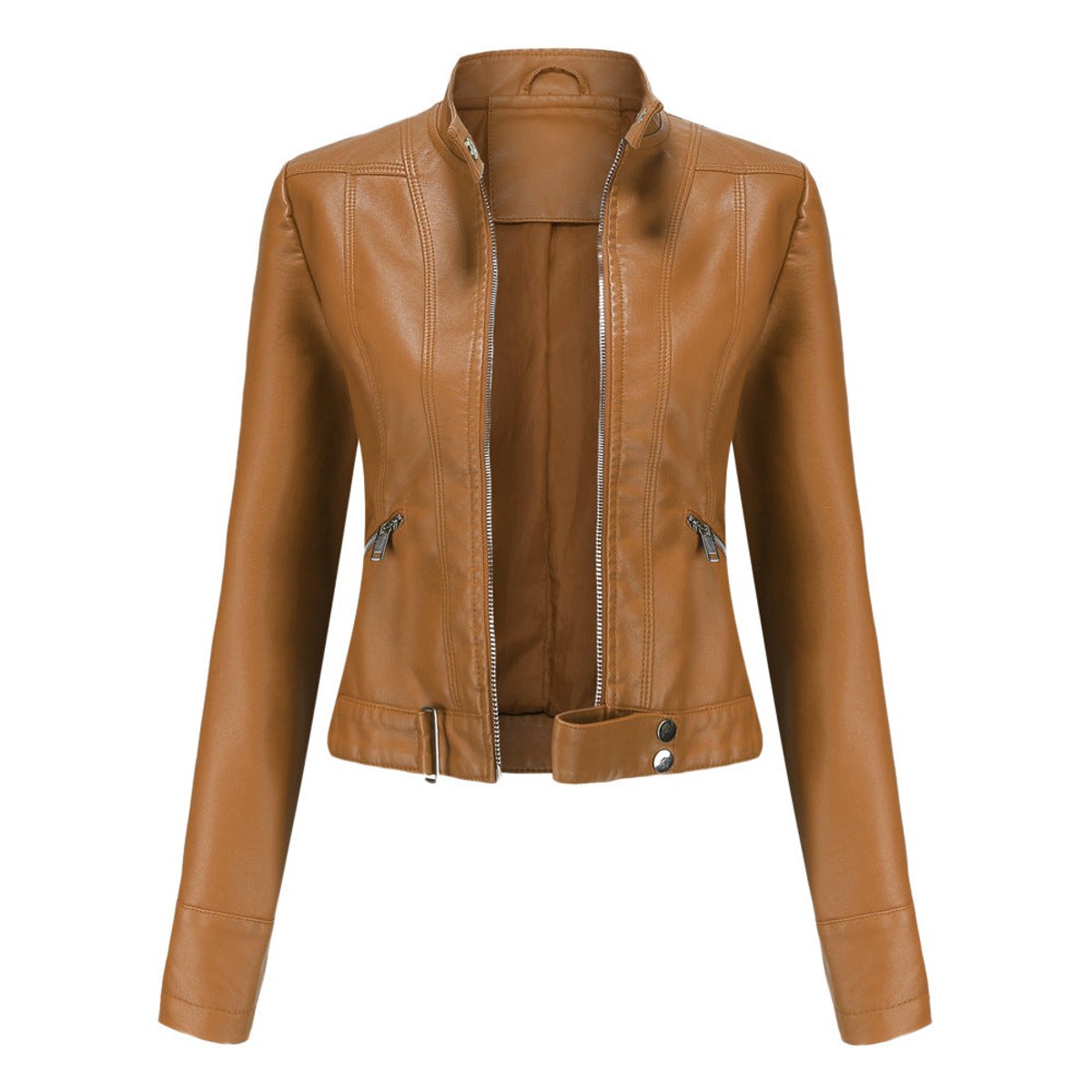 Luana | Veste motard courte à col montant
