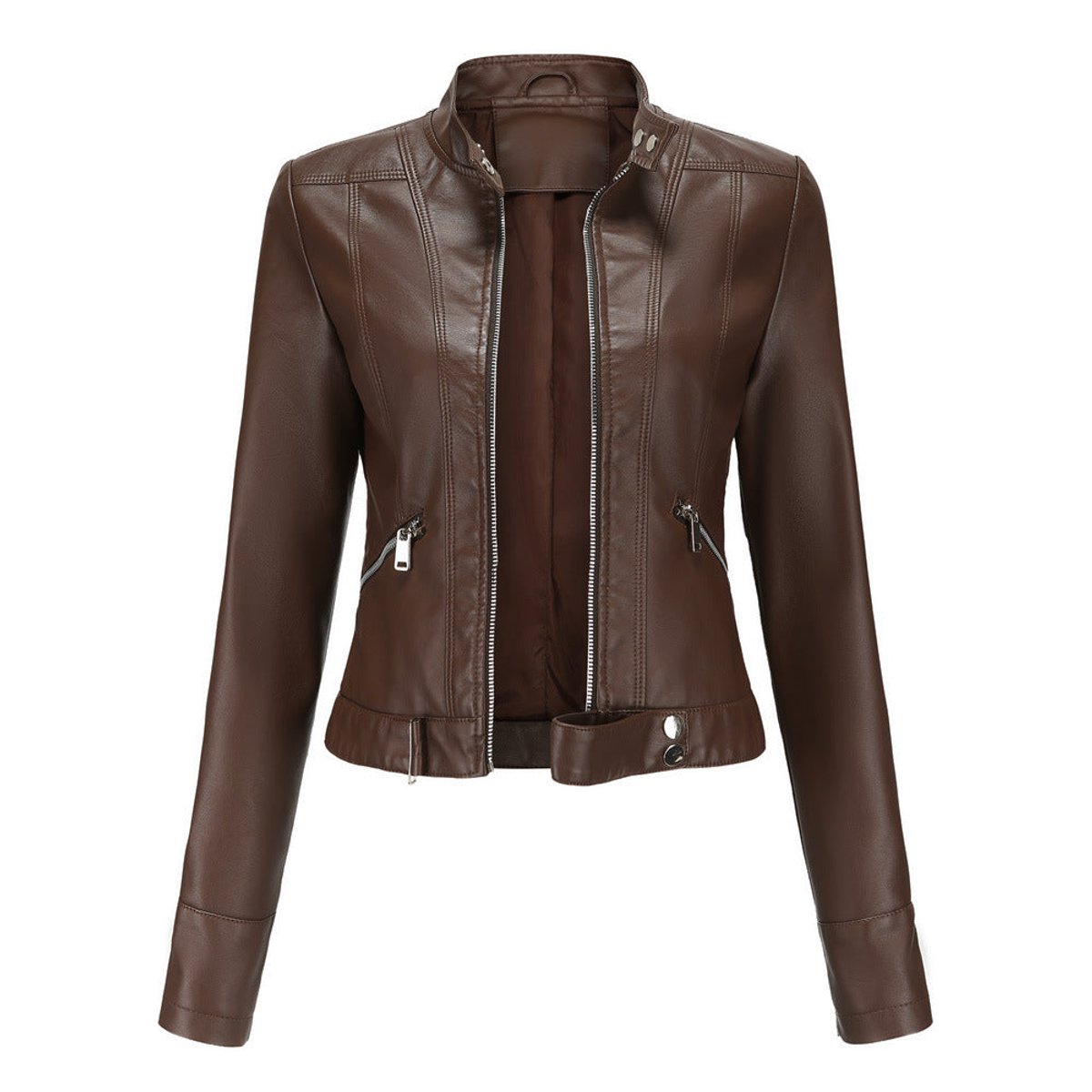 Luana | Veste motard courte à col montant