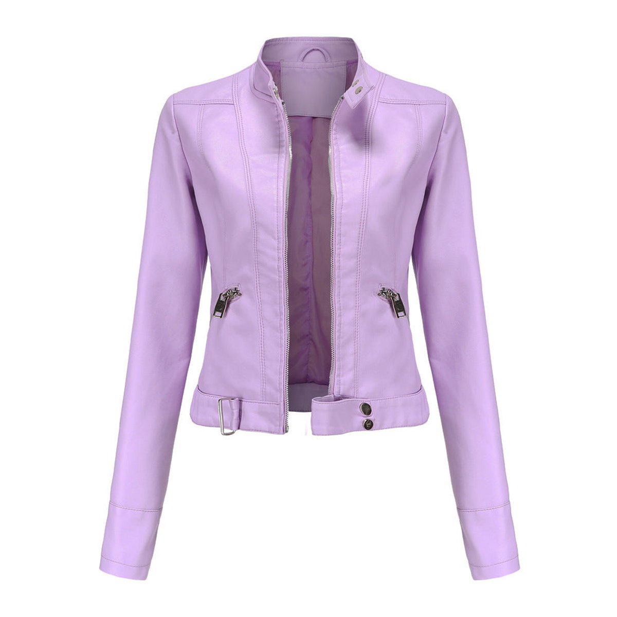 Luana | Veste motard courte à col montant