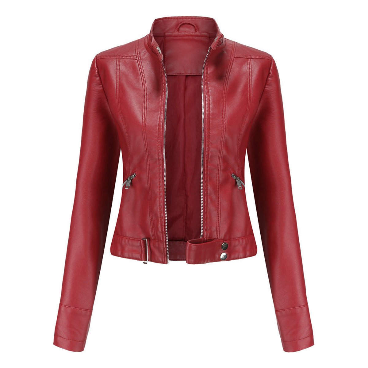 Luana | Veste motard courte à col montant