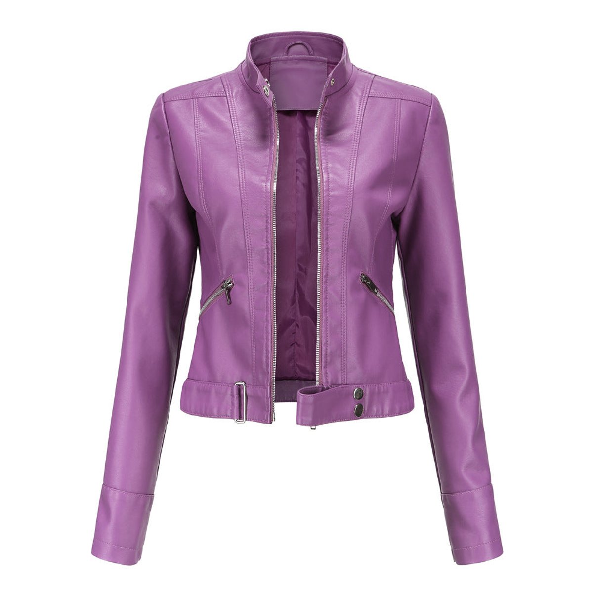 Luana | Veste motard courte à col montant