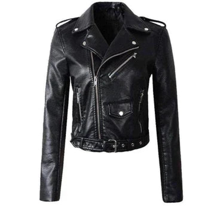 Rachel | Veste motard courte et ceinturée