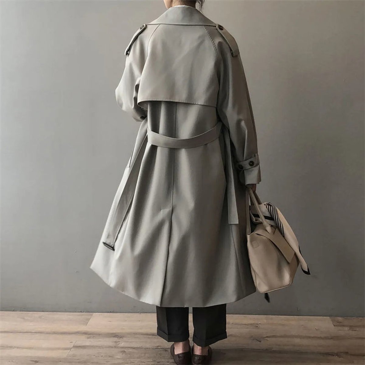 Katherine | Trench coat long croisé ceinturé à double boutonnage