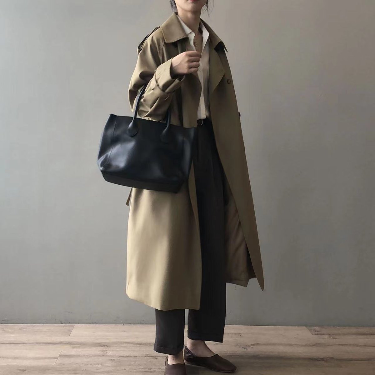 Katherine | Trench coat long croisé ceinturé à double boutonnage