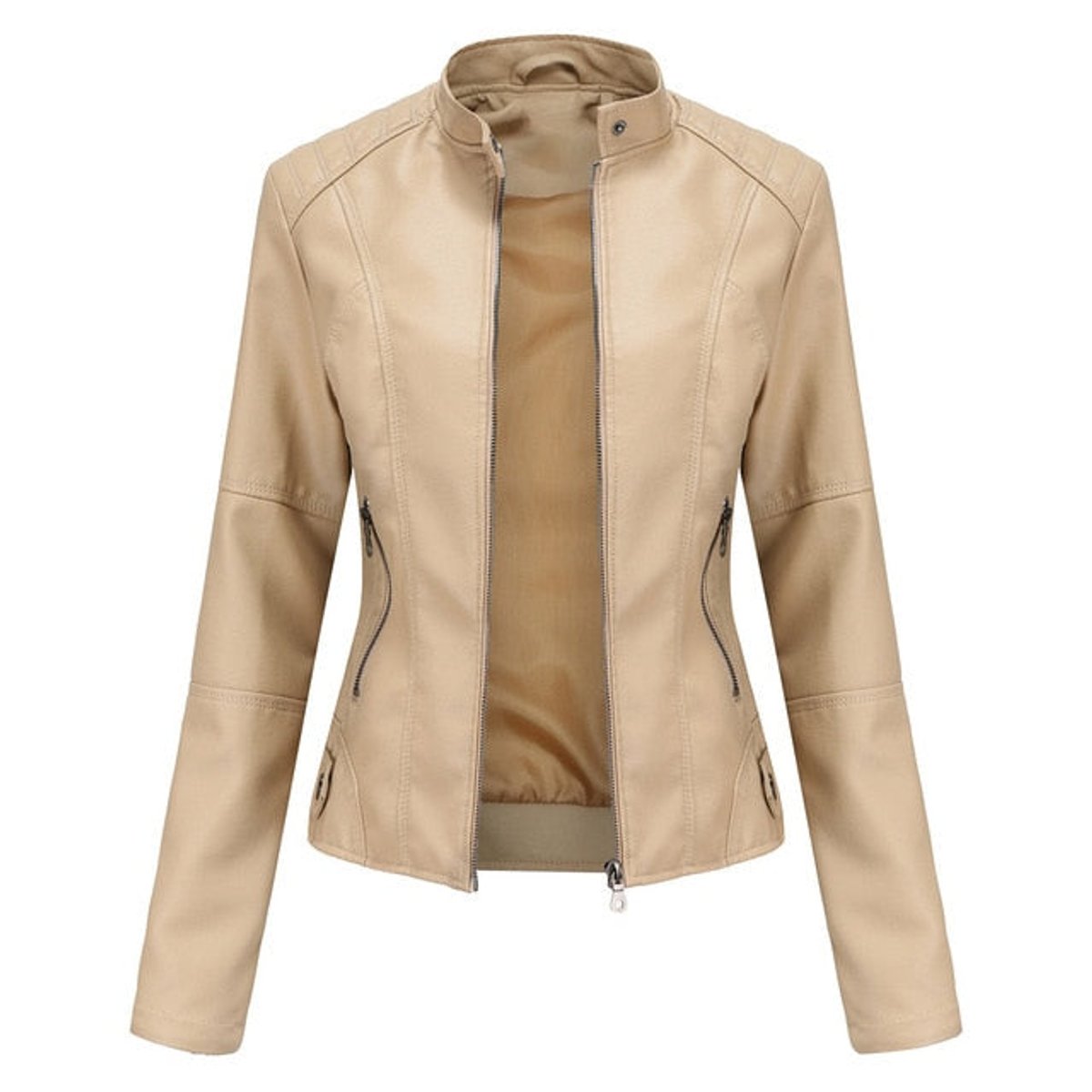 Helen | Veste moto à col montant raffinée