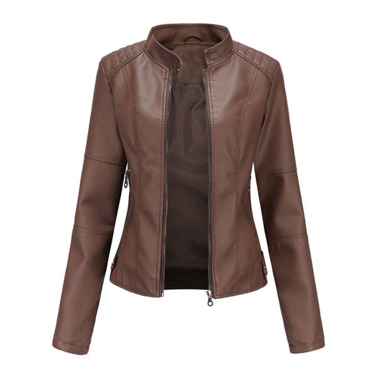 Helen | Veste moto à col montant raffinée