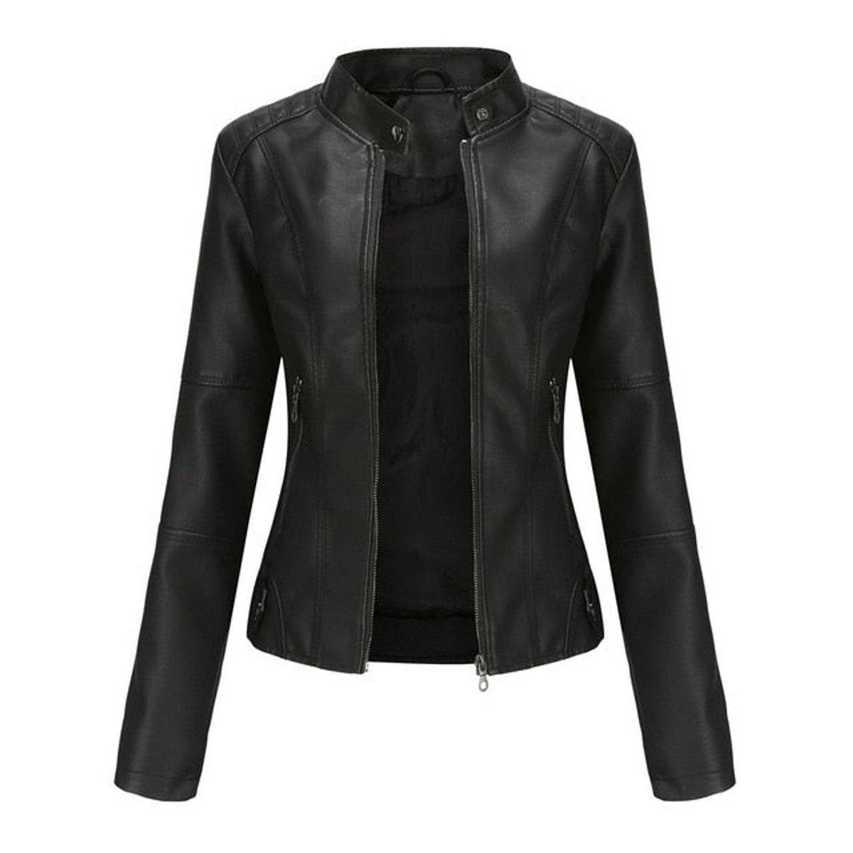 Helen | Veste moto à col montant raffinée
