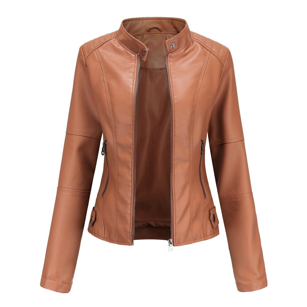 Helen | Veste moto à col montant raffinée