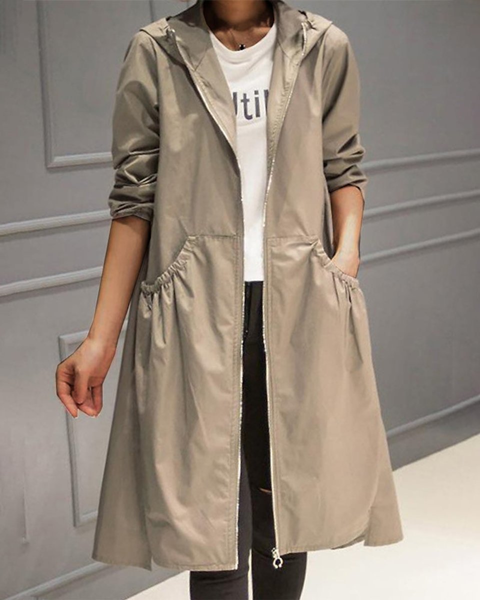 Kathleen | Manteau long à capuche et fermeture éclair
