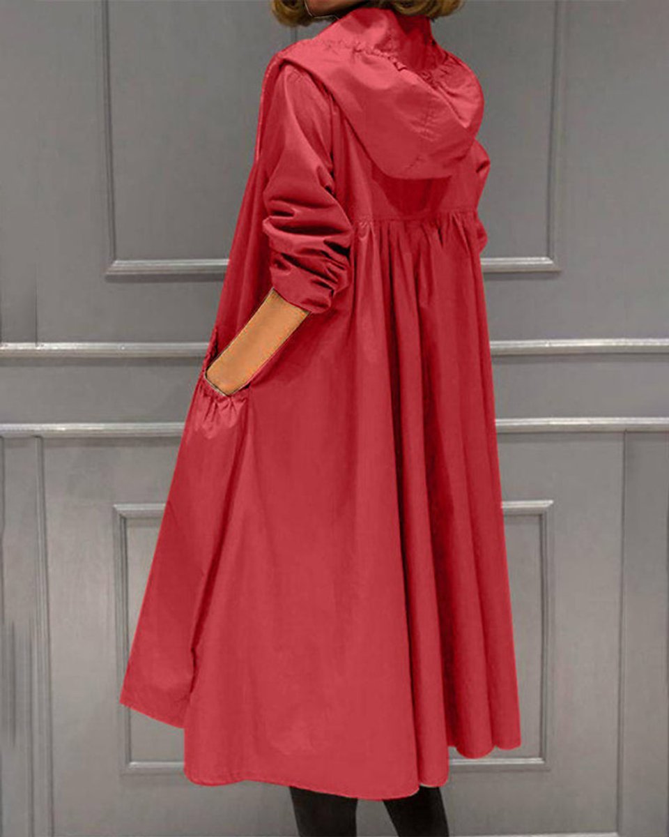 Kathleen | Manteau long à capuche et fermeture éclair