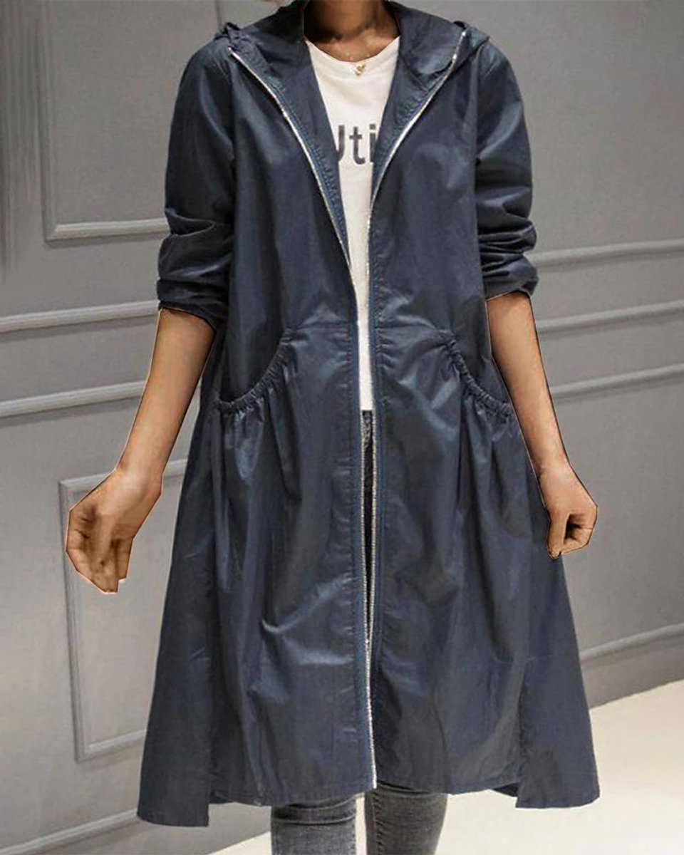 Kathleen | Manteau long à capuche et fermeture éclair