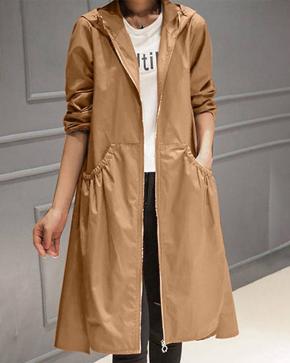 Kathleen | Manteau long à capuche et fermeture éclair