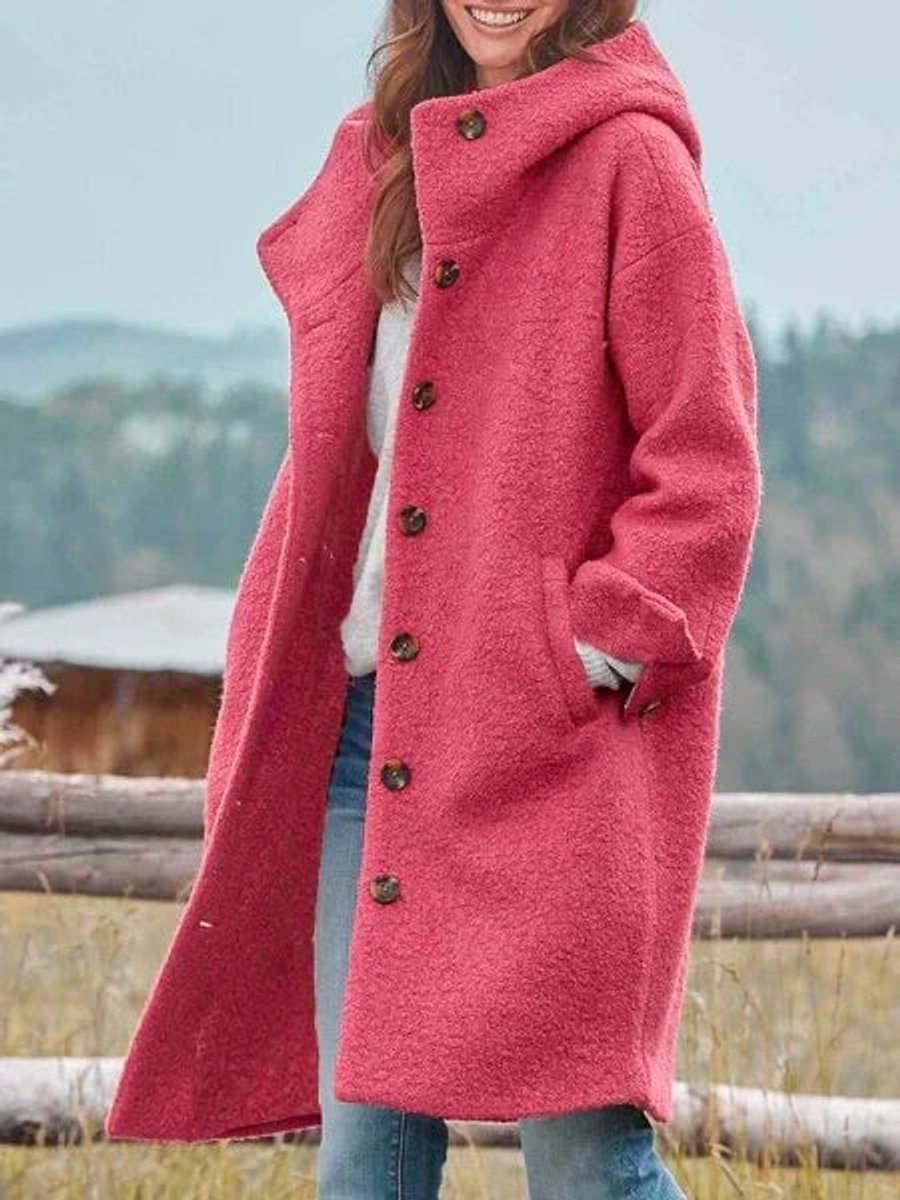 Eleanor | Manteau long à capuche et boutons devant