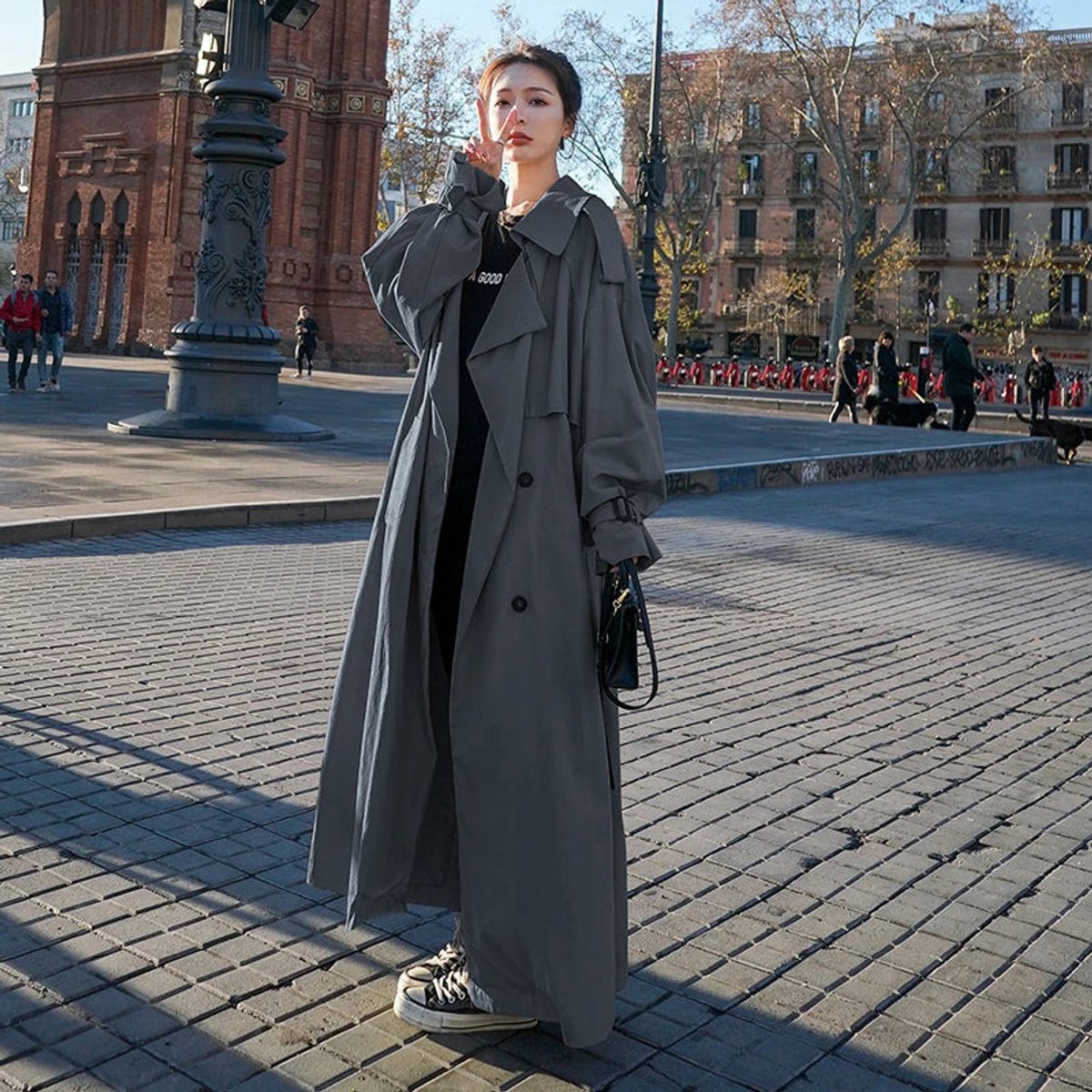 Lena | Trench long oversize à double boutonnage