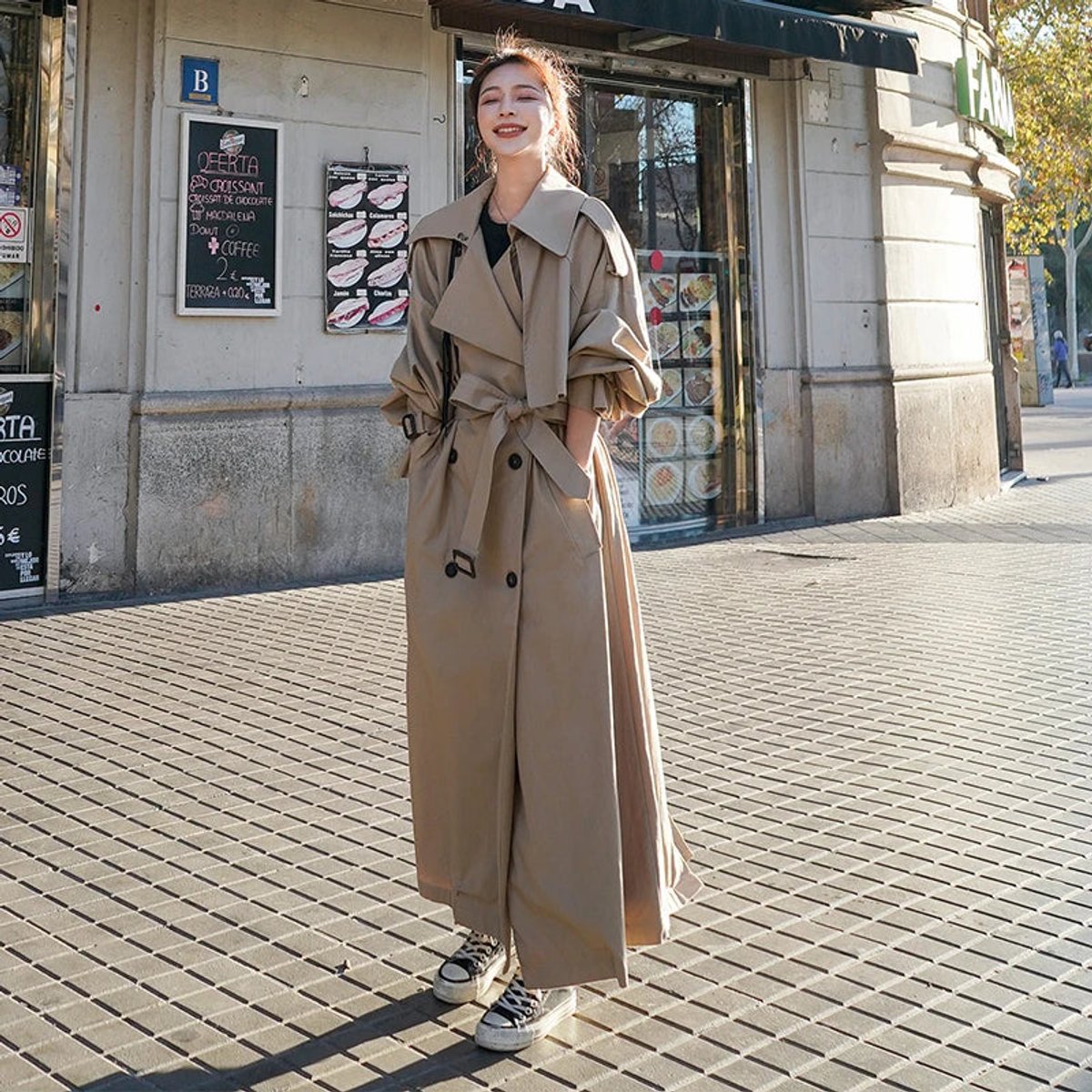 Lena | Trench long oversize à double boutonnage