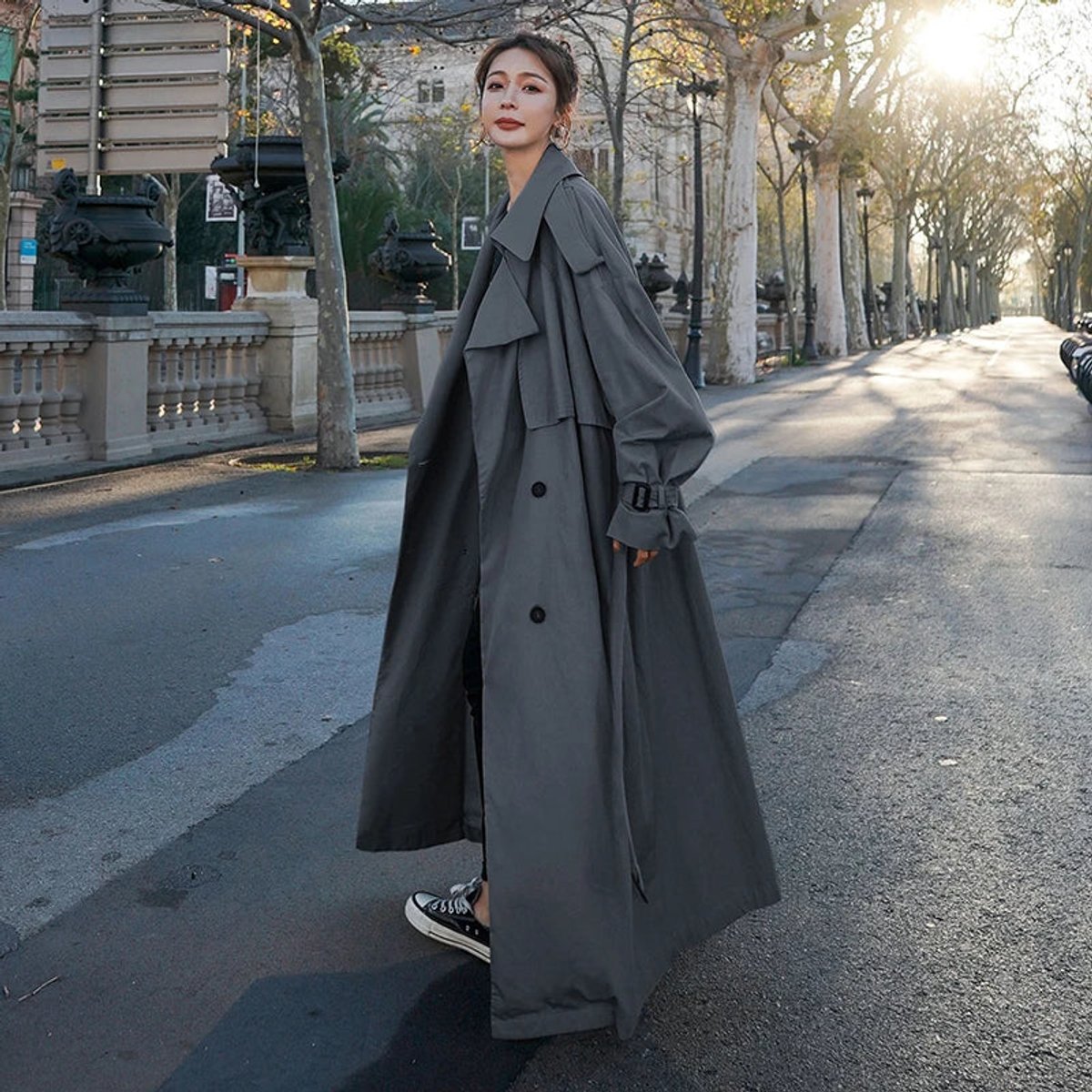 Lena | Trench long oversize à double boutonnage
