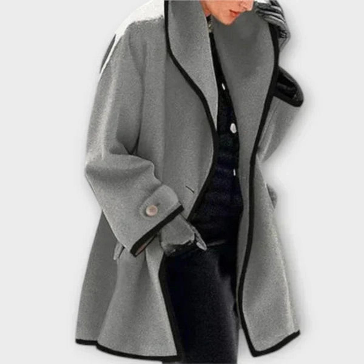 Flora | Manteau oversize à liseré contrasté