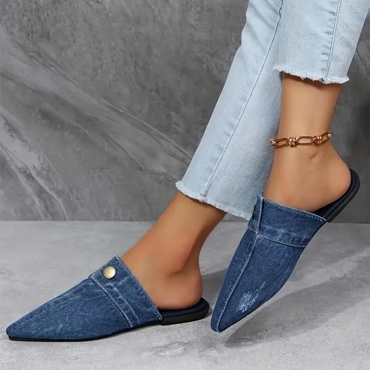 DELAUNAY | Mules Bout Pointu Effet Denim Élise