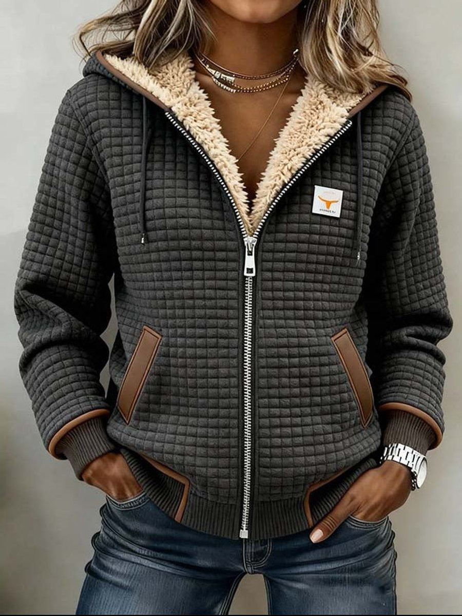 Sandra | Veste à Capuche Matelassée Avec Doublure Sherpa et Fermeture Éclair