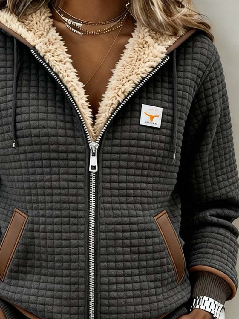 Sandra | Veste à Capuche Matelassée Avec Doublure Sherpa et Fermeture Éclair