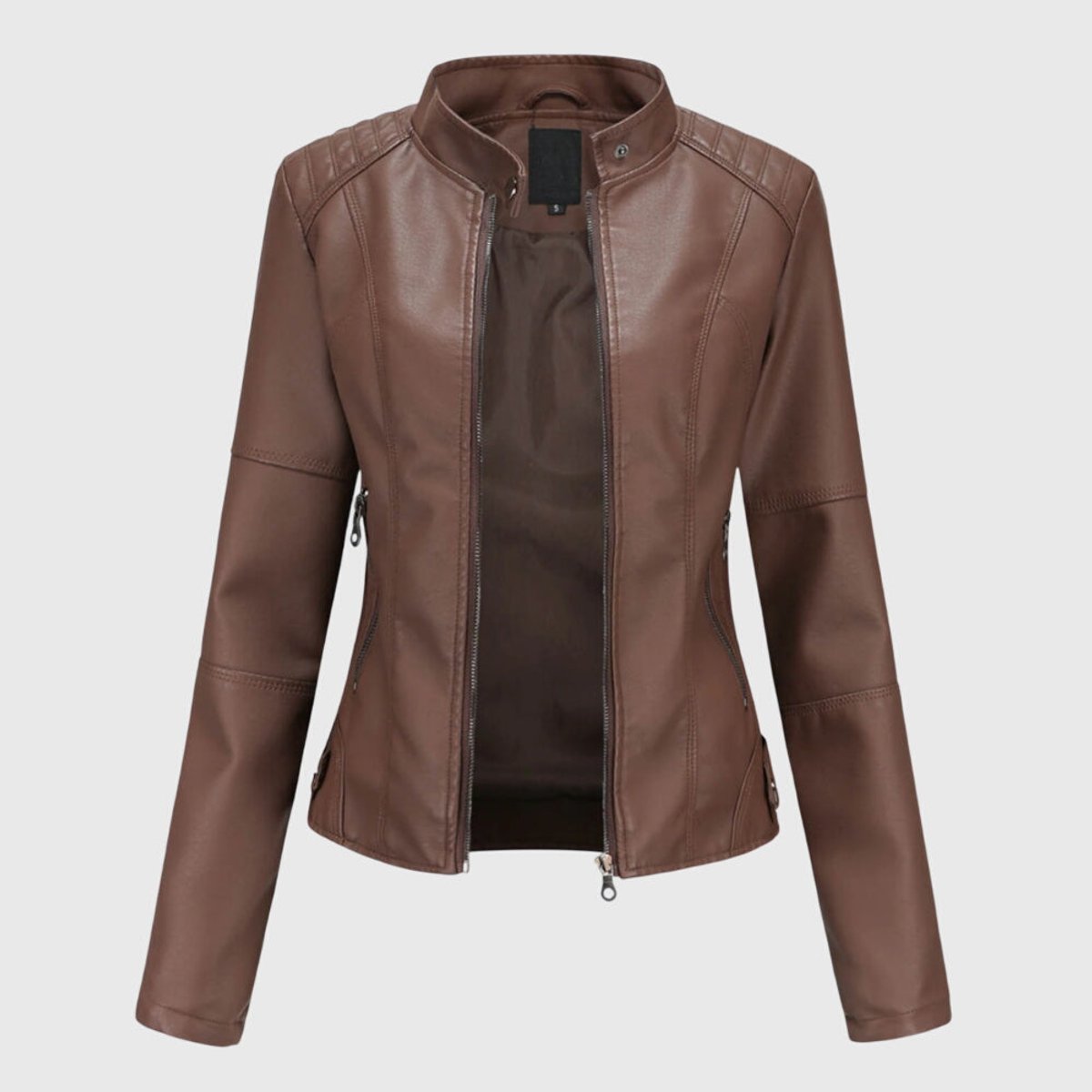 Miranda | Veste motard cintrée avec col montant et fermeture éclair
