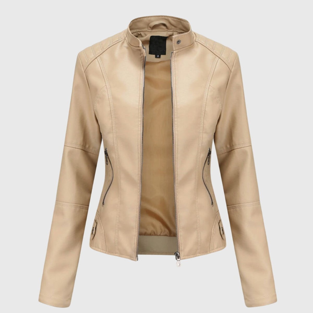 Miranda | Veste motard cintrée avec col montant et fermeture éclair