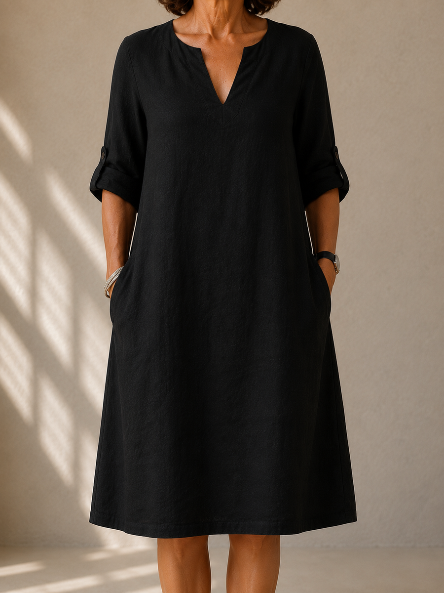 DELAUNAY | Robe Droite Manches Retroussées Pauline